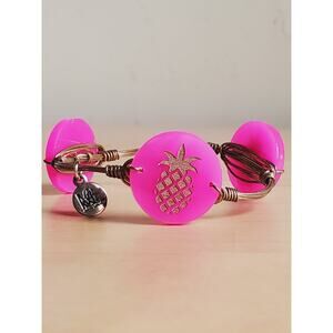 Moon & Lola Pineapple Pink Acrylic Bangle Bracelet  Medium $40 MEDIUM 7-1/2in